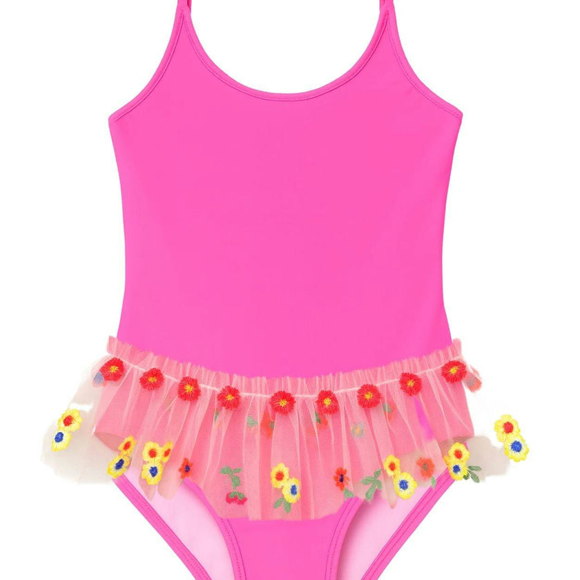 Floral Tutu Neon Pink Swimsuit