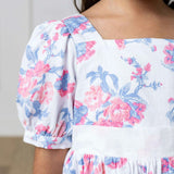 Organic Short Sleeve Puff Sleeve Party Dress, Pink