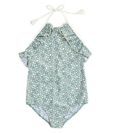 Linda One Piece Swimsuit Shell Print Sage