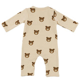 Teddy Face One Button Romper French Terry