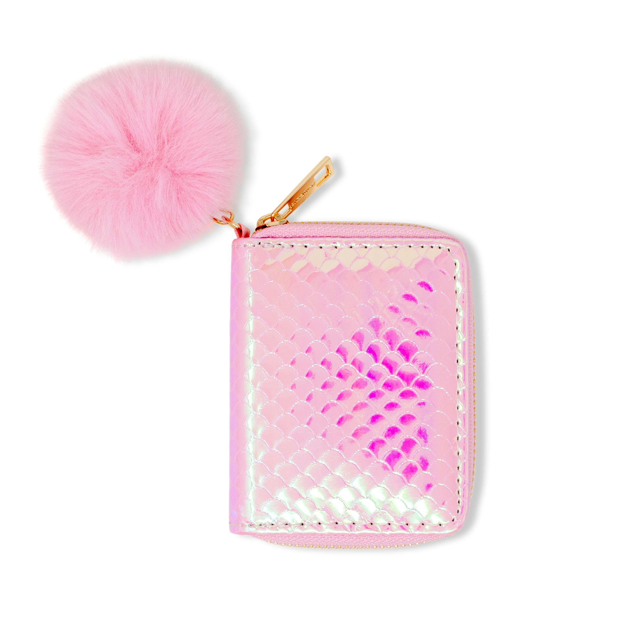 Shiny Mermaid Scale Wallet With Removable Pom Pom