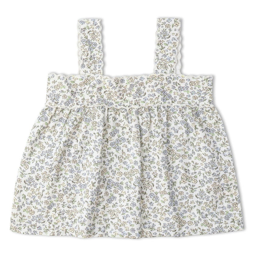 Organic Scalloped Top & Bloomers Set - Tulle Floral