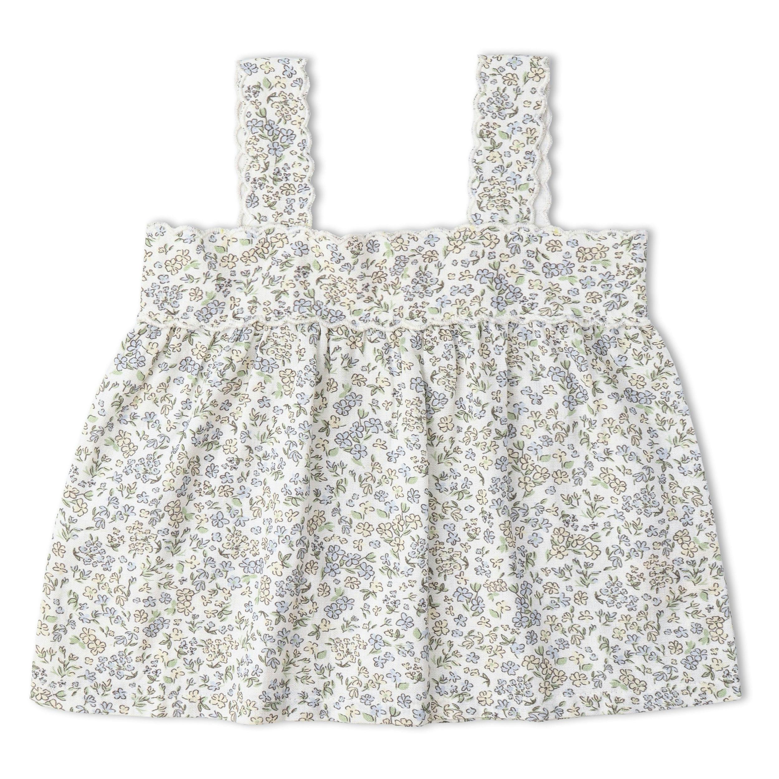 Organic Scalloped Top & Bloomers Set - Tulle Floral