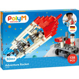 Hape: PolyM: Adventure Rocket&nbsp;- Red-Blue-White - 138pc Building Block Toy Set