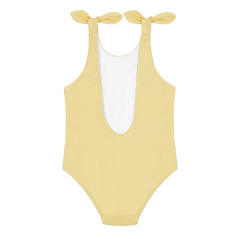 girls buttercream stripe tie knot one piece