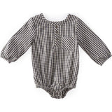 Indigo Gingham Long Sleeve One-Piece, Blue