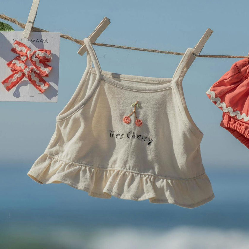 Ruffle Bloomer Set in Tres Cherry