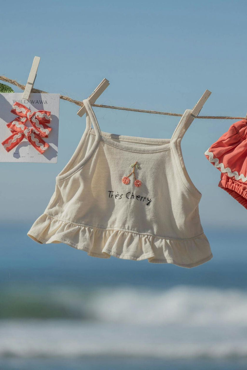 Ruffle Bloomer Set in Tres Cherry