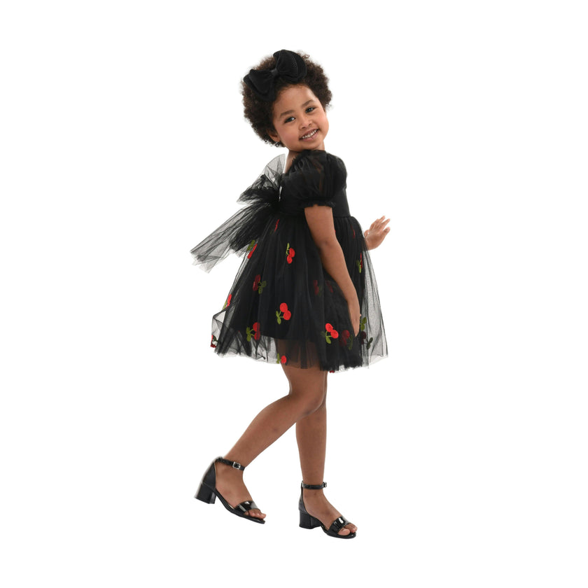 Black Elysande Cherry Tulle Dress