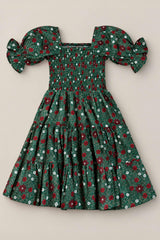 Mini Madeline Maxi Dress in Evergreen Merry Ditsy