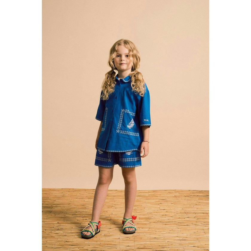 BARCOS EMBROIDERED SHIRT BLUE