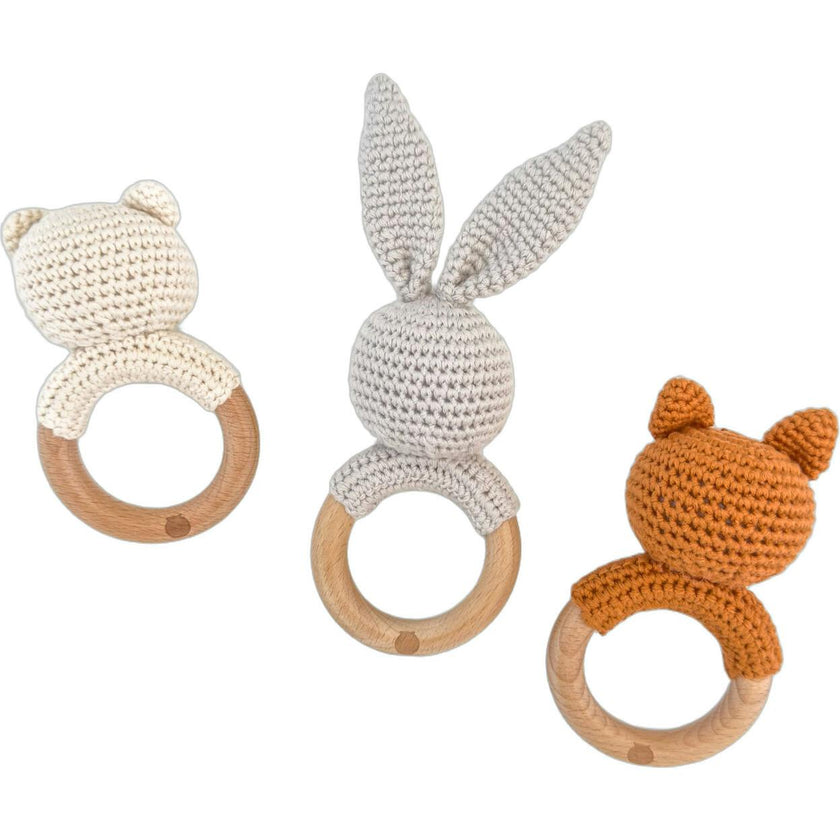 Baby Animal Rattle Set - Bear Fox and Grey Bunny