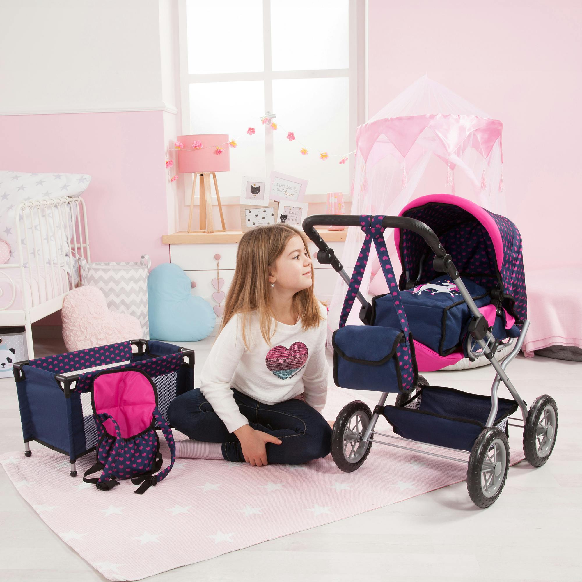 Bayer Design Dolls: Combi Grande Set - Navy, Pink, Unicorn