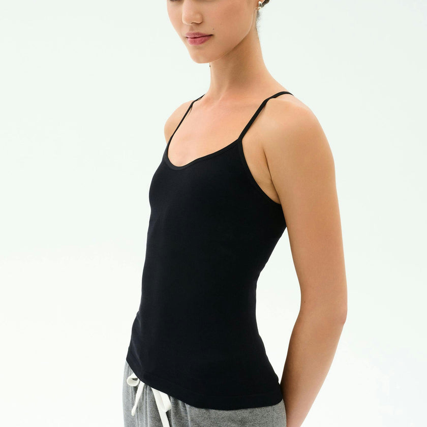 Loren Seamless Waist Length Tank - Black