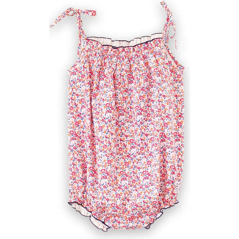 Baby Romper with Smocked Neck