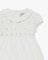 Baby Willow Rose Hand Smocked Dress in White