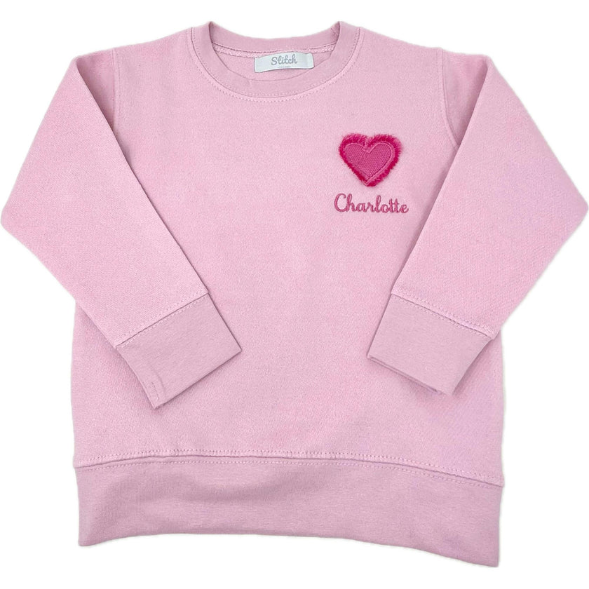 Custom Embroidered Fringe Heart Sweatshirt