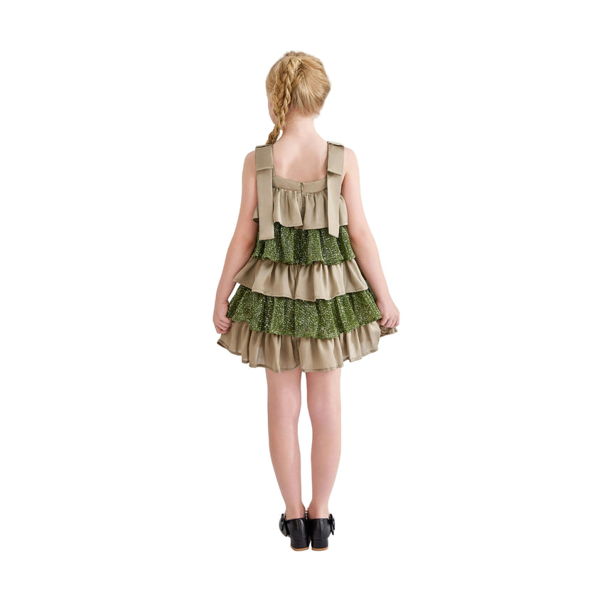 Green Bellamy Ruffle Sequin Dress