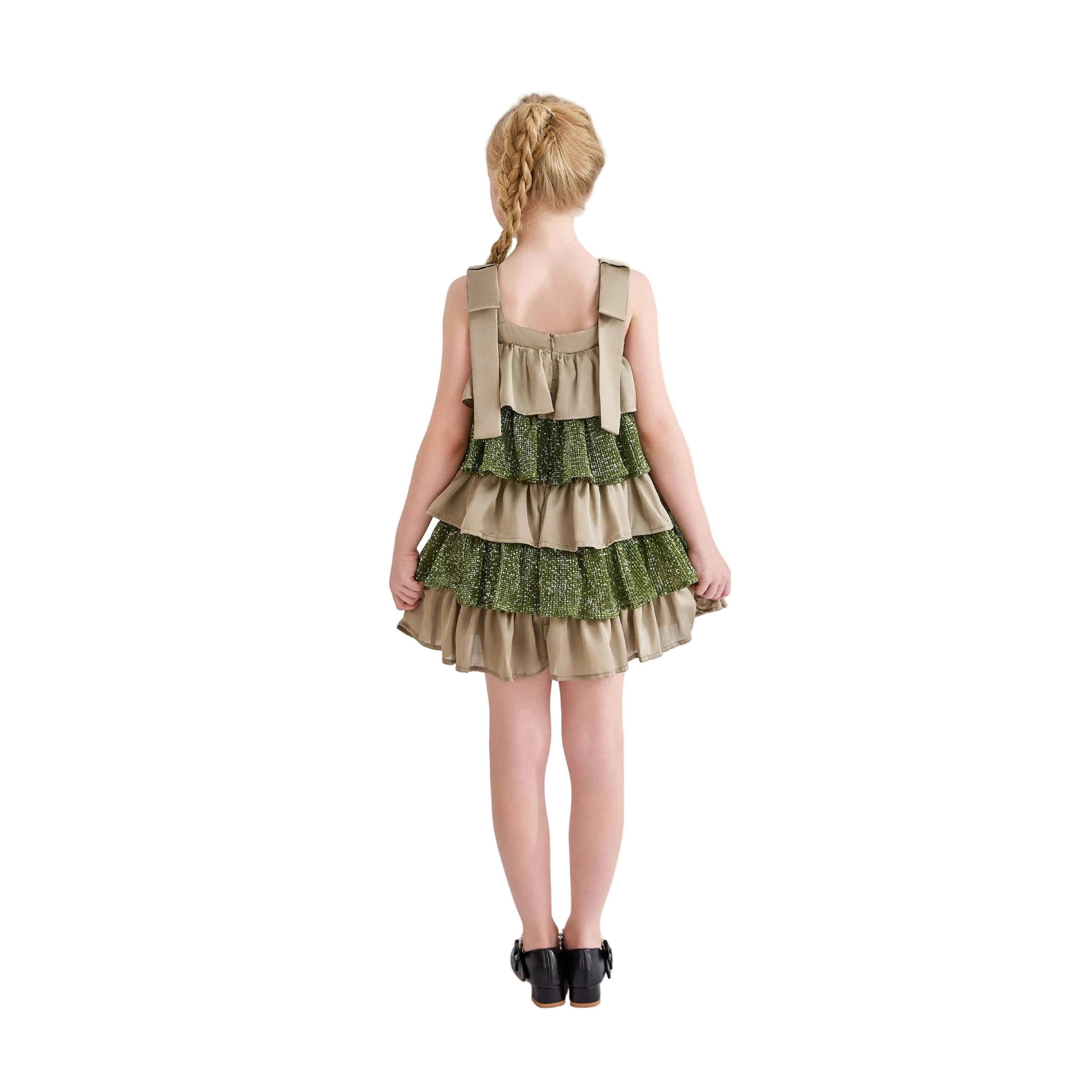 Green Bellamy Ruffle Sequin Dress