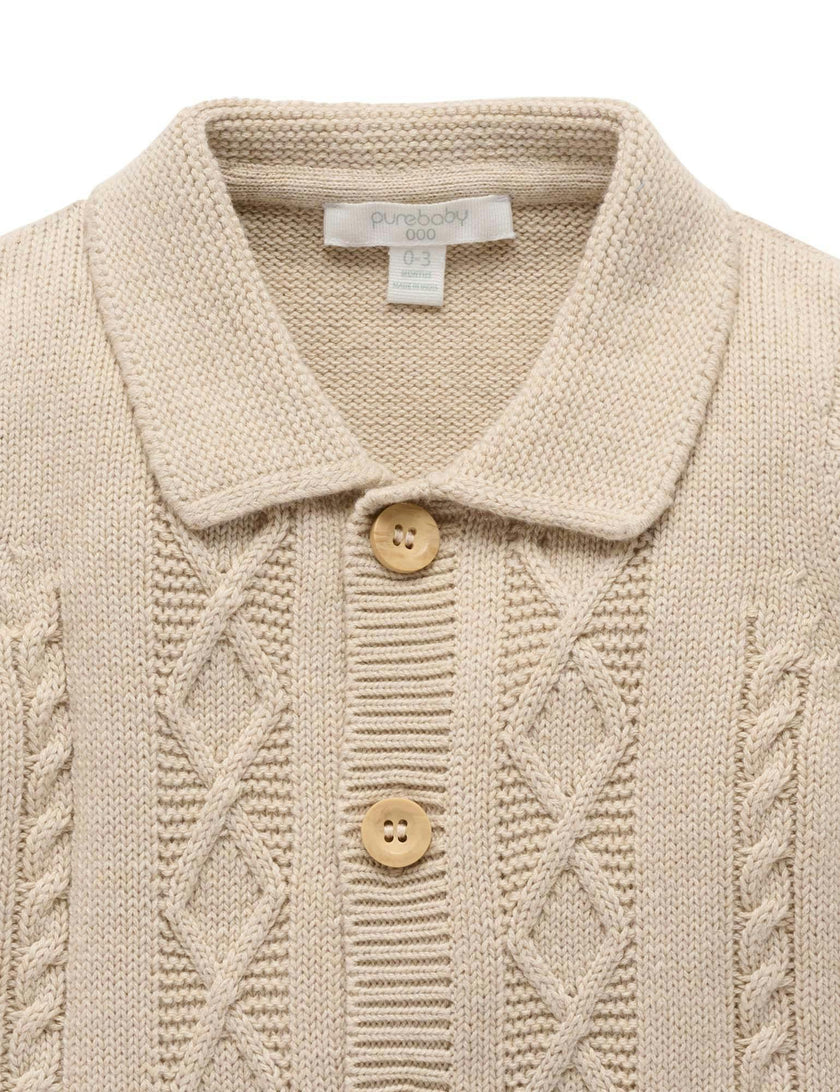 Cable Cardigan Oatmeal Melange