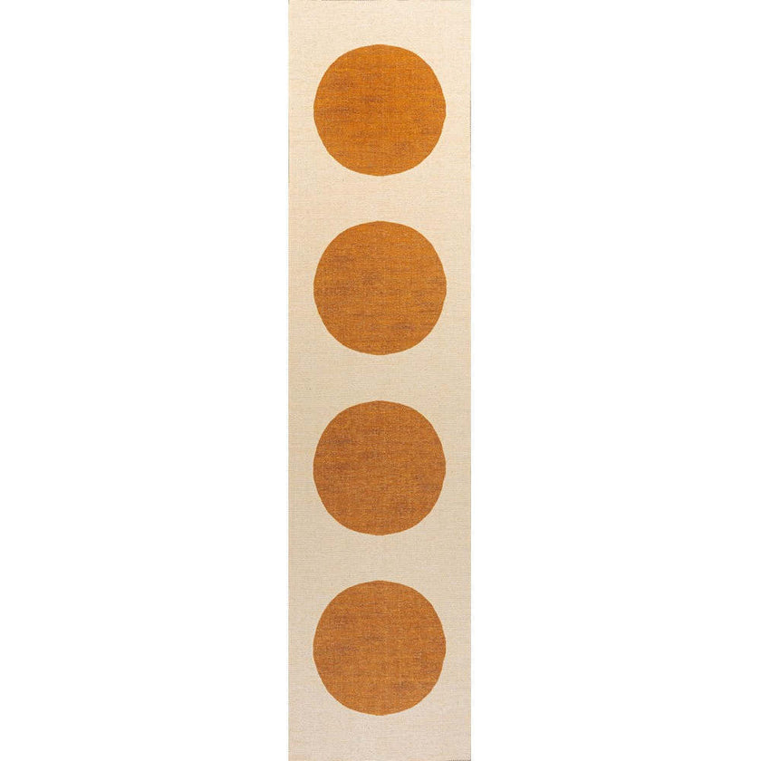 Cirkel Minimalist Geometric Dot Machine-Washable Area Rug, Orange