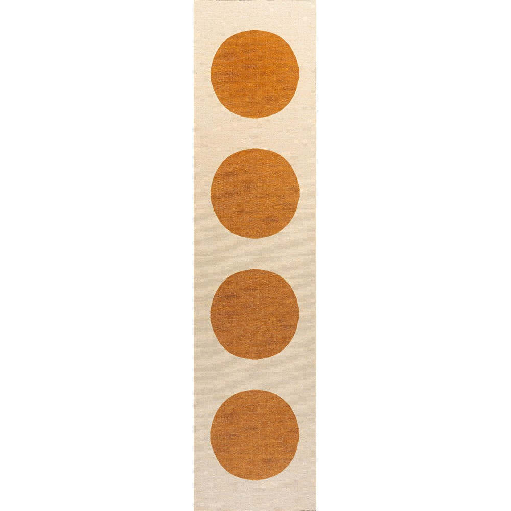 Cirkel Minimalist Geometric Dot Machine-Washable Area Rug, Orange