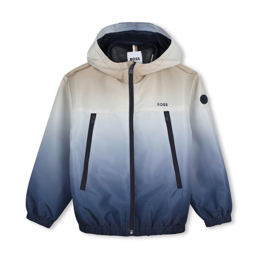 Blue Gradient Hooded Windbreaker