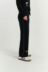 Wool-Cashmere Peanuts Stripe Wide Leg Track Pants