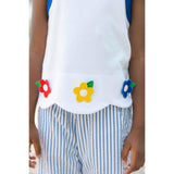 Knit Top With Scallop Hem And Flowers