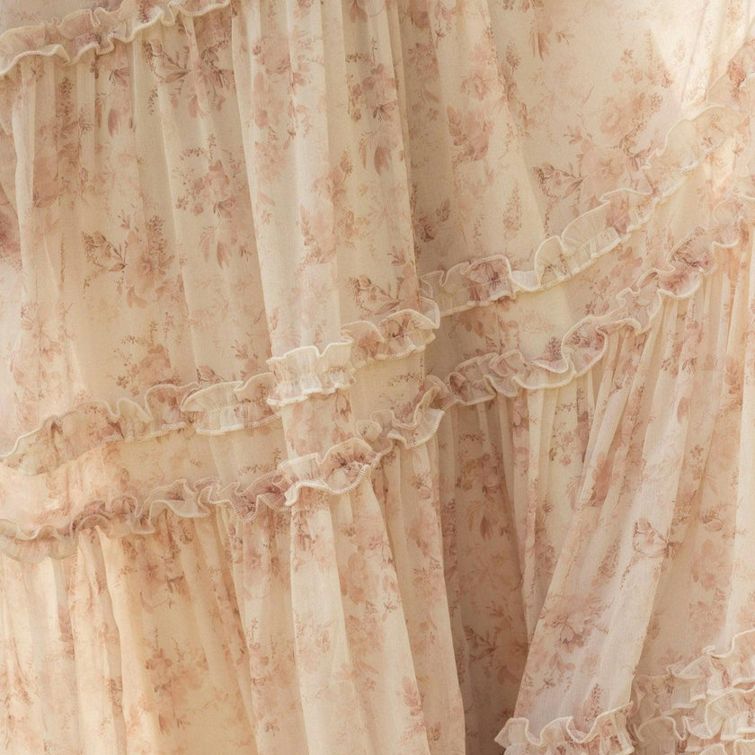 Geneva Dress in Banana Creme Aquarelle Fleur