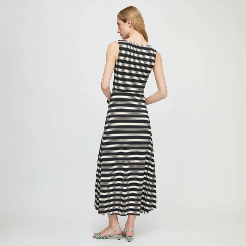 The Jayne Dress - Black/Ivory Stripe