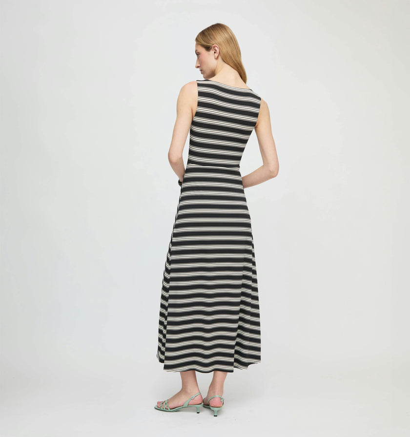 The Jayne Dress - Black/Ivory Stripe