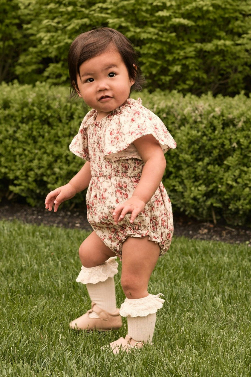 Baby Jovie Romper in Ivory Heritage Rose