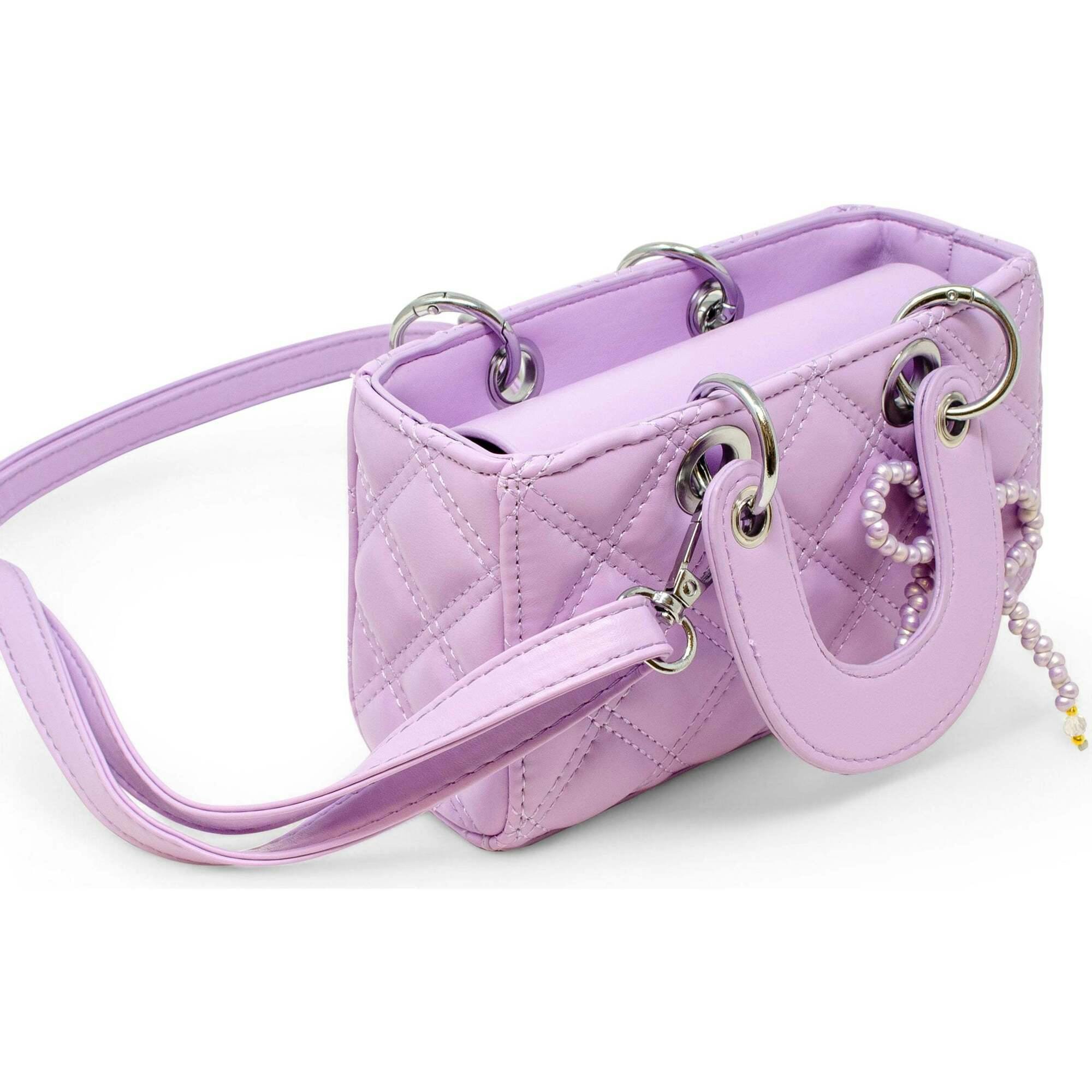 Quilted Rectangle Bow Charm Handbag