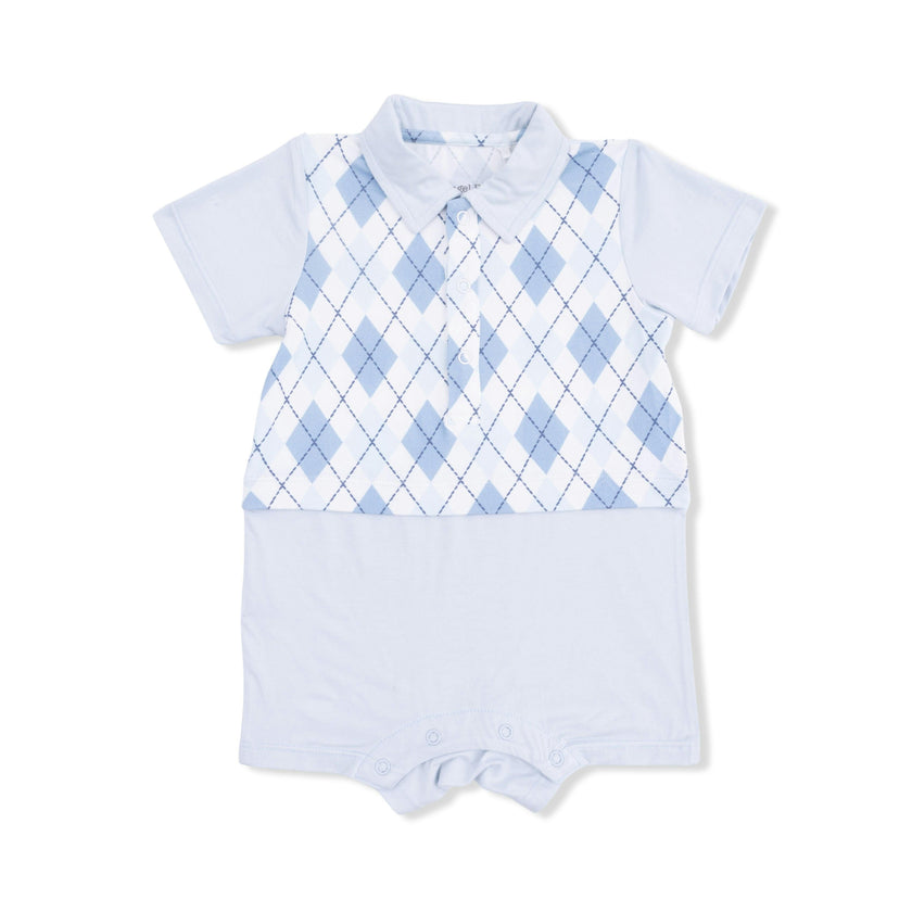Blue Argyle - Short Playsuit