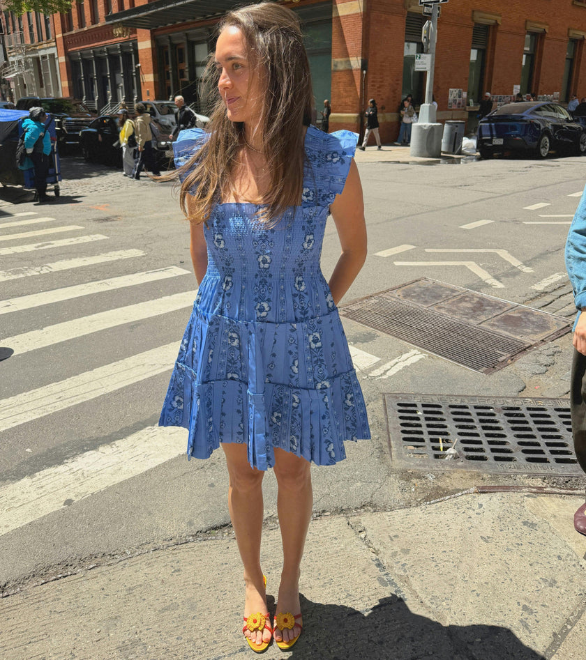 The Charlotte Nap Dress | Blue Arcadia Border / L