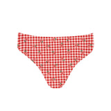 women's cranberry gingham mid rise bikini bottom