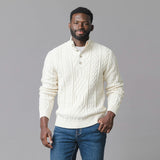 Organic Mock Neck Cable Sweater