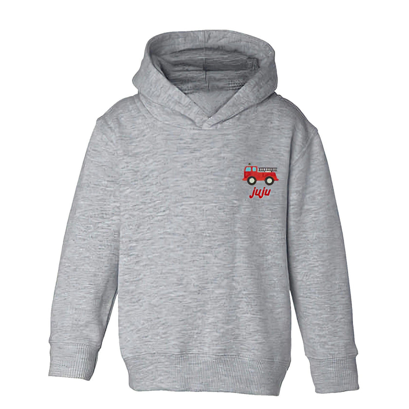Little Kid Fire Truck Pullover Hoodie - Personalized