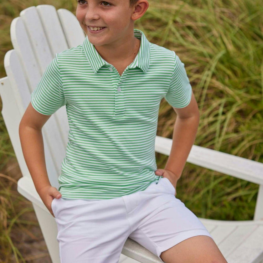 Short Sleeve Polo - Green Stripe