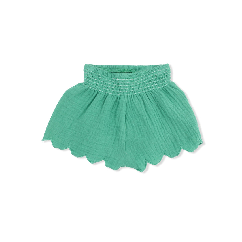 Solid Muslin Ming Green - Scallop Short