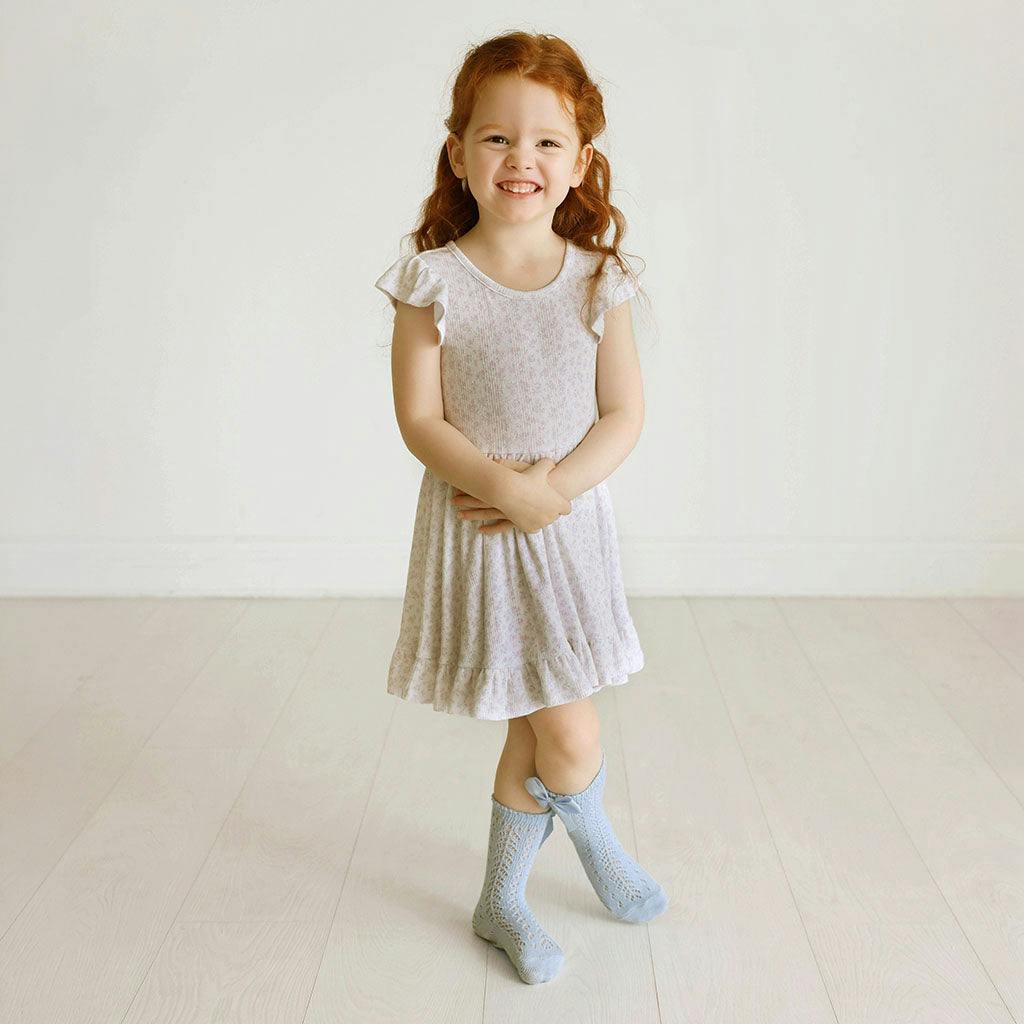 Andina Cream Pointelle Ruffled Twirl Dress