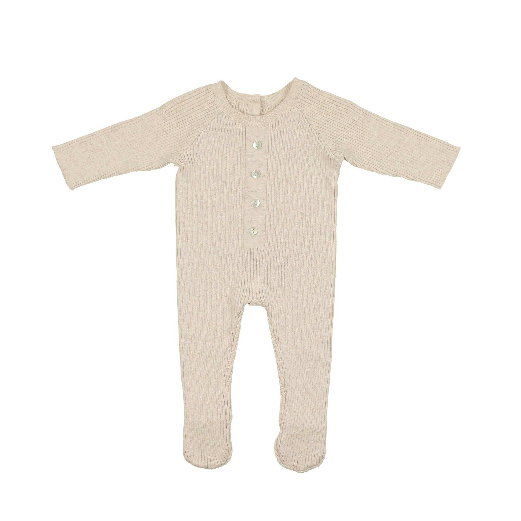 Button Knit Long Sleeve Footie
