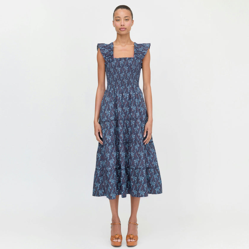 The Ellie Nap Dress - Navy Cala Paisley