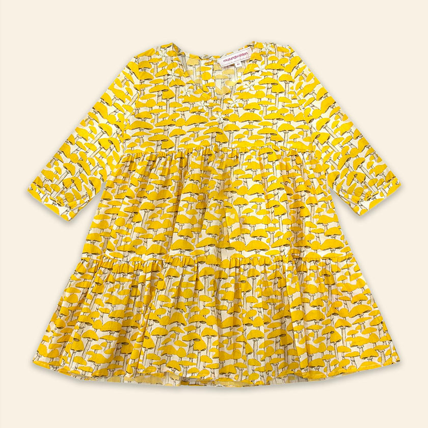 Kids Fran Dress Yellow Mushroom