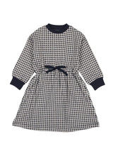 Soft Gingham Contrast Neck & Cuff Long Sleeve Dress