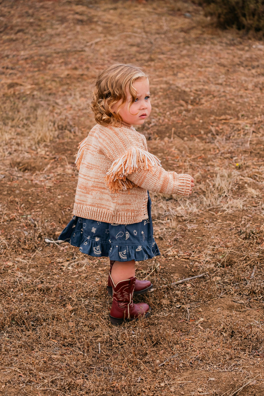 Fringed Cardigan in Prairie Sand