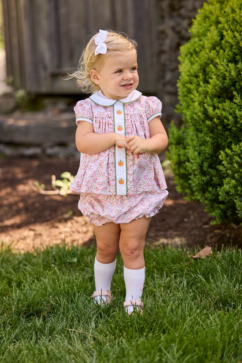Ruffled Sally Bloomer Set - Pumpkins