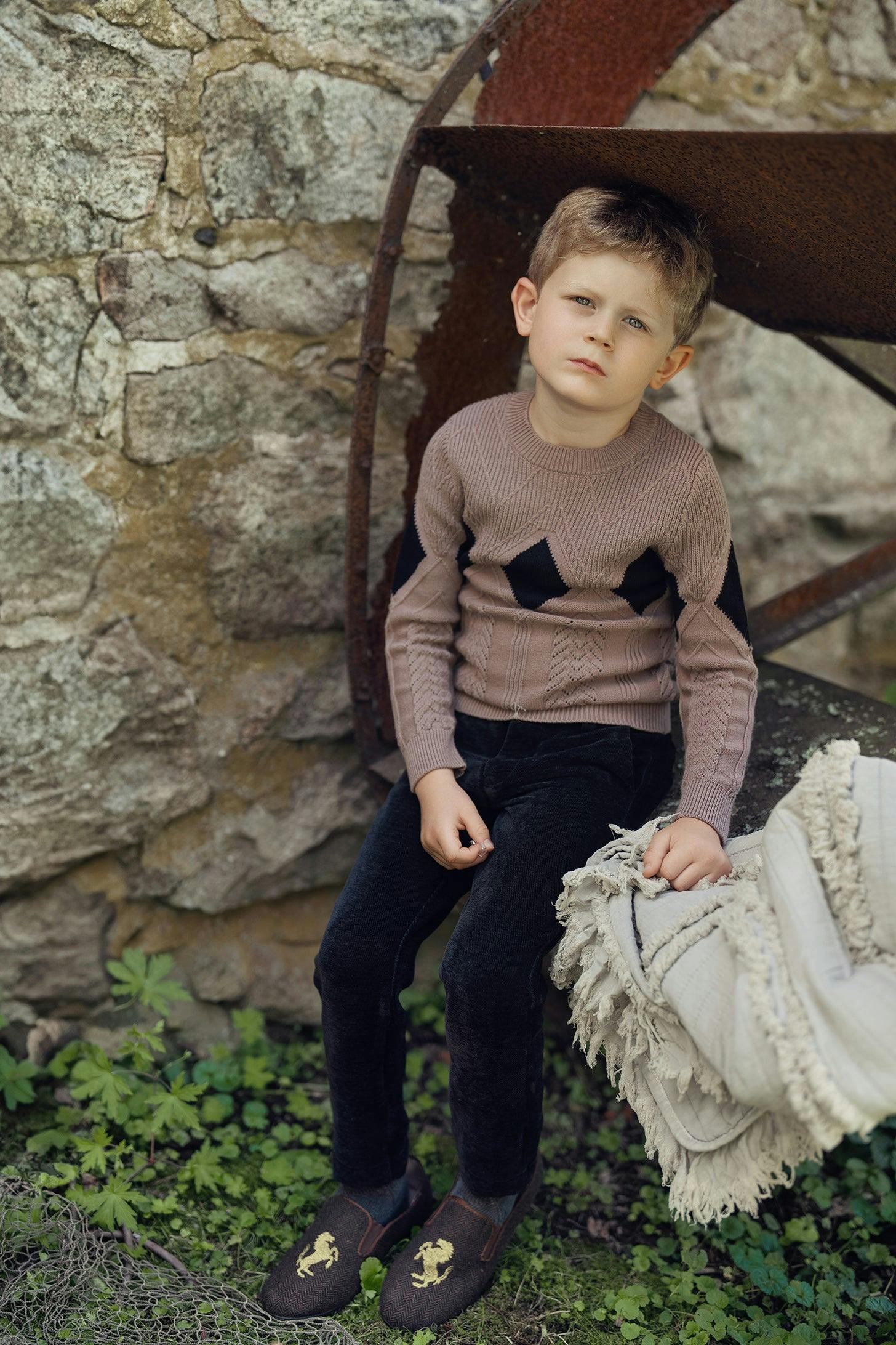 Diamond Pointelle Sweater Dark Almond