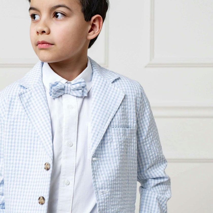 Classic Seersucker Bow Tie, Blue